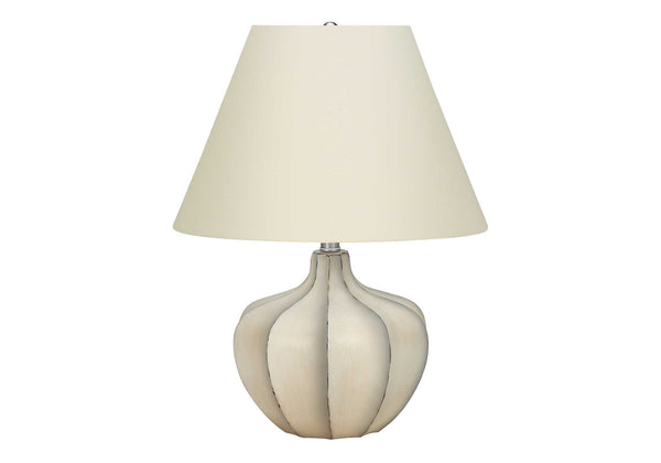 English Elm Lighting, Elegant 21" Cream Resin Table Lamp With Ivory Shade – Ideal For Home & Office Décor B2710P220149