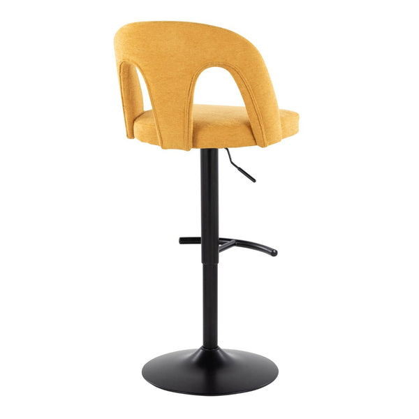 English Elm Adjustable Swivel Barstools Set of 2 Bold Yellow Fabric Matte Black Metal Frame B202S01952