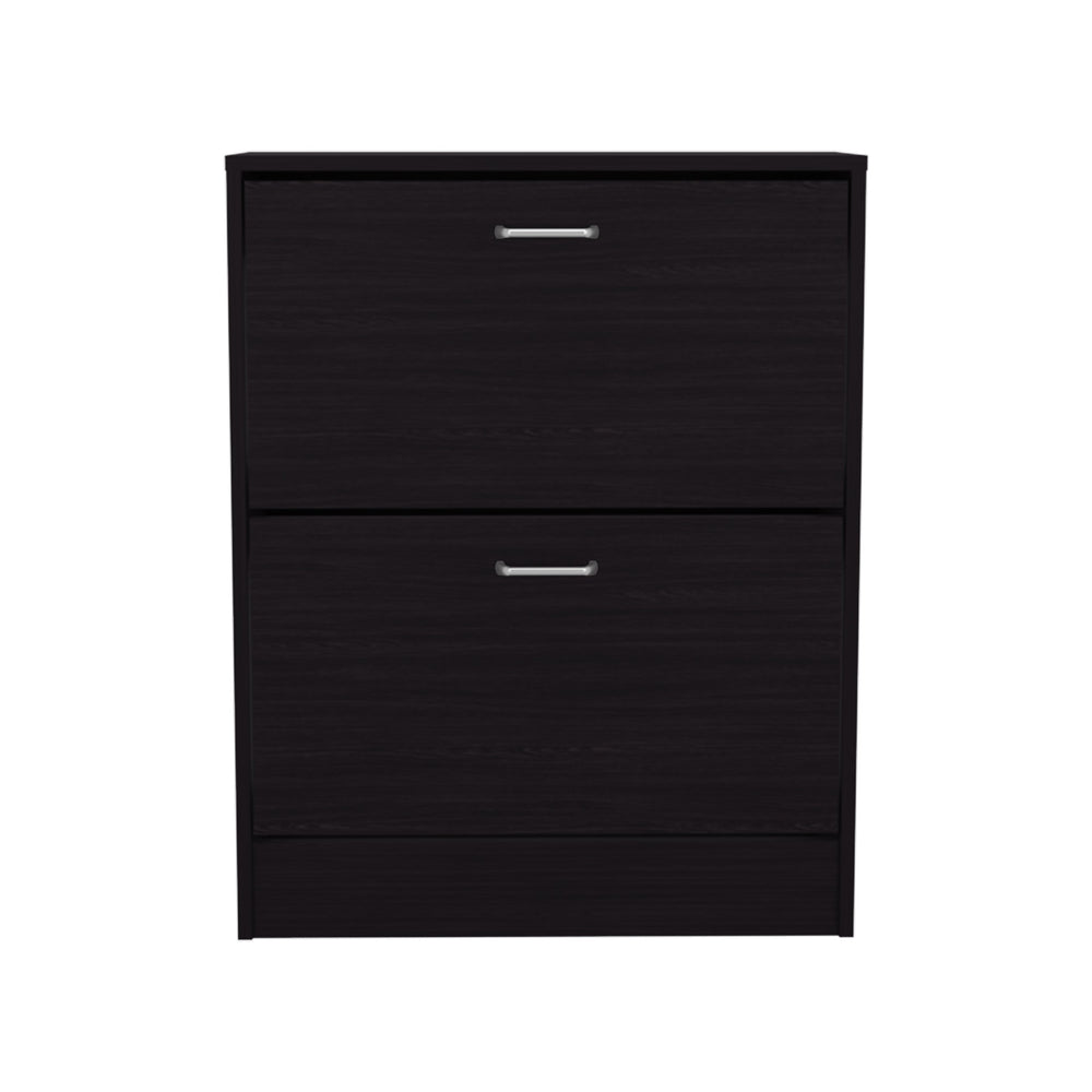 English Elm Inola Modern Two‑Door Shoe Cabinet with Adjustable Shelves — Black Wengue Organizer for Entryway B200P362000