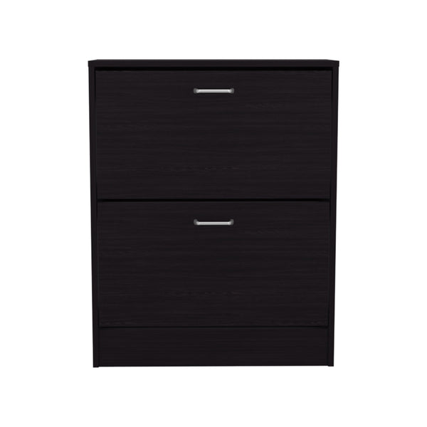 English Elm Inola Modern Two‑Door Shoe Cabinet with Adjustable Shelves — Black Wengue Organizer for Entryway B200P362000