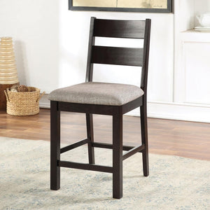 English Elm Dining Chairs Set of 2 Espresso Frame with Light Gray Padded Fabric Seats Ladder Back Transitional Dining B011P291549