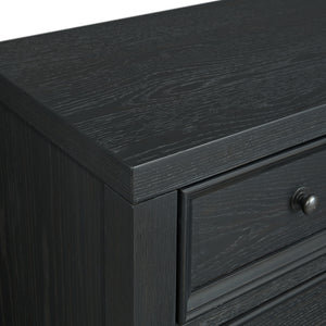 English Elm Wallace & Bay - Ebony 8-Drawer Dresser with Framed Drawer Fronts, Smooth Metal Glides, Sleek Black Wood Storage Solution B361P406173