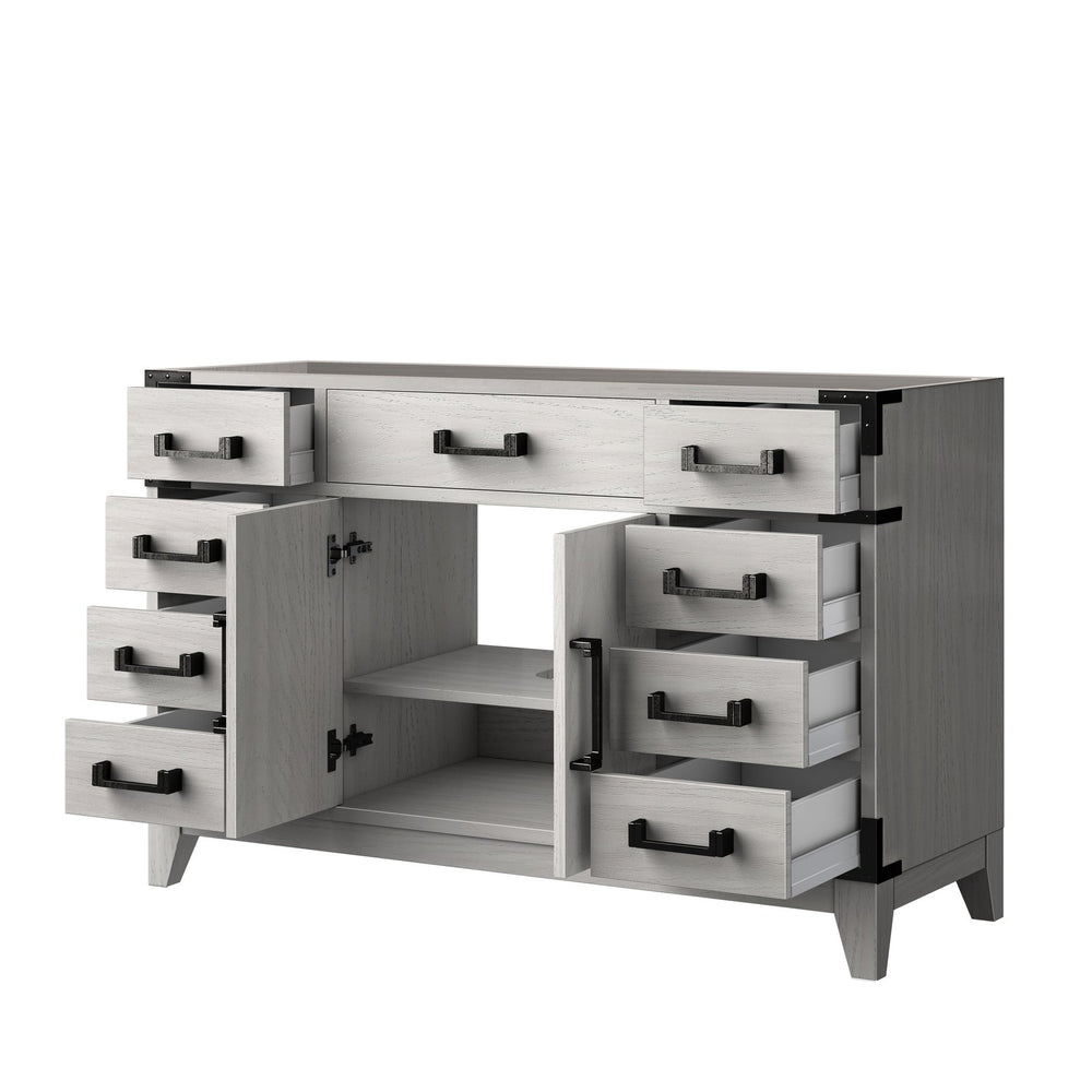 English Elm White Oak Single Bath Vanity 48-in W x 22-in D — Solid Wood Frame, Soft-Close Drawers, Ample Storage B2731P259826
