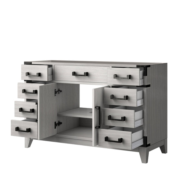 English Elm White Oak Single Bath Vanity 48-in W x 22-in D — Solid Wood Frame, Soft-Close Drawers, Ample Storage B2731P259826