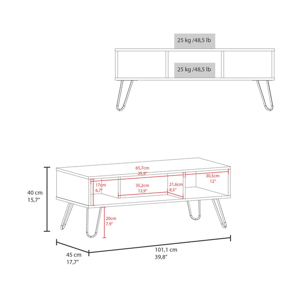 English Elm Coffee Table Marydel Smoke Engineered Wood with Hairpin Legs, Open Shelves, Durable Modern Style B092P238711