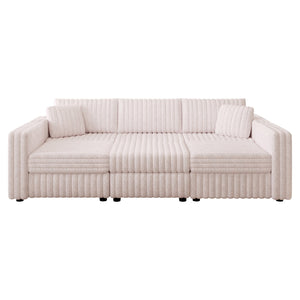 English Elm 106.3" Soft U-Shaped Modular Sofa With Hydraulic Lift Ottoman - Cozy, Stylish & Perfect For Any Space W1767S00022