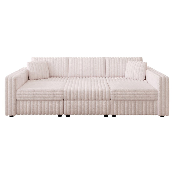English Elm 106.3" Soft U-Shaped Modular Sofa With Hydraulic Lift Ottoman - Cozy, Stylish & Perfect For Any Space W1767S00022