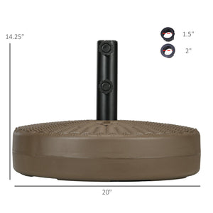 English Elm Outsunny 64 Lbs. Fillable Umbrella Base - Heavy-Duty Rattan-Style Stand For 1.25" To 2" Poles, Brown W2225P200712-GIGA