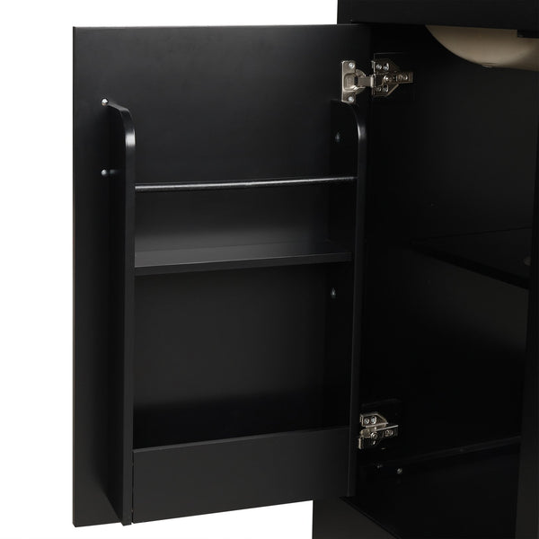 English Elm 20" Modern Bathroom Vanity With Soft-Close Door, Adjustable Shelf & Stylish Black Finish For Storage N725P351852B