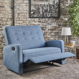 English Elm Christopher Knight Home® - 47" Wide Manual Standard Recliner with Plush Fabric Upholstery, Spacious 47" Seat, Durable Frame, Comfort Blue 61259.00MBLU