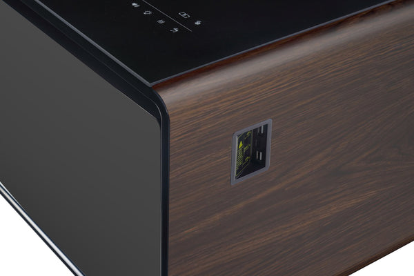 English Elm Modern Smart Coffee Table with Built-in Dual Fridge, Bluetooth Speakers, 15W Wireless Charge, RGB Lights Brown+Black W1172P320210