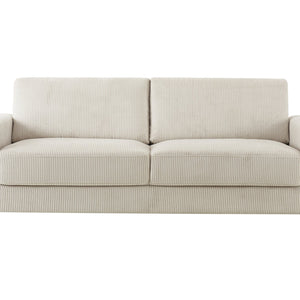 English Elm Modern Minimalist 3-Seater Corduroy Sofa with Wrinkle-Resistant Fabric, Sturdy Wood Frame, Cozy Design Beige B347P401047