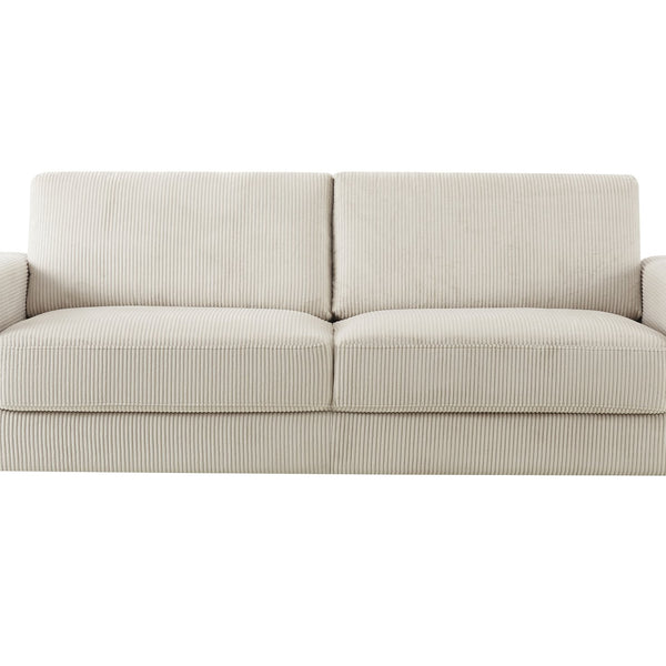 English Elm Modern Minimalist 3-Seater Corduroy Sofa with Wrinkle-Resistant Fabric, Sturdy Wood Frame, Cozy Design Beige B347P401047
