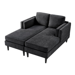 English Elm Swivel Barrel Accent Chair Chenille Tufted Round Club Seat for Living Room Lounge Black N719S002310B