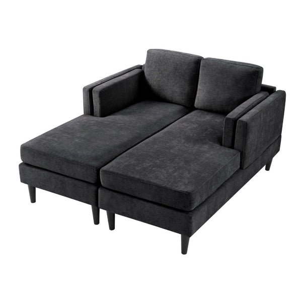 English Elm Swivel Barrel Accent Chair Chenille Tufted Round Club Seat for Living Room Lounge Black N719S002310B