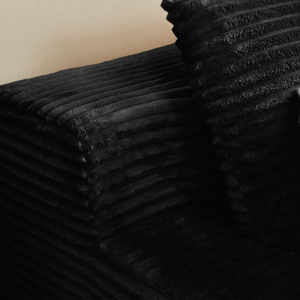 English Elm Modern Compressed Flannel Sofa Cover Set with Elastic Stretch, Plush Foam Support and Toss Pillows for Living Room Protection and Comfort Black W1765P332311