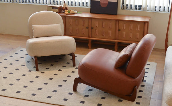 English Elm Cute Faux Leather Armless Accent Chair Solid Wood Legs Cushioned Seat Modern Brown W2105P440978
