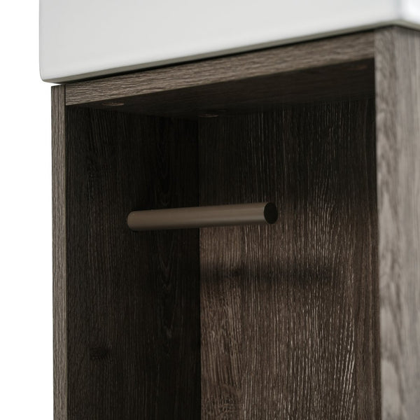 English Elm [video]21.6" Freestanding Bathroom Vanity Ceramic Sink Wavy Door Mdf Cabinet Small Bath Dark Grey N729P285503G