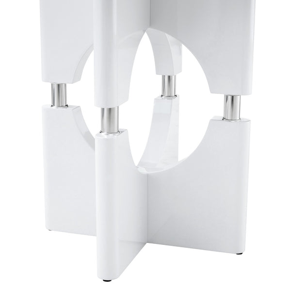 English Elm Modern Marble Print Mdf Dining Table Sculptural Hollow Frame Metal Accents Small Space White W3875S00026
