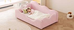 English Elm Upholstered Cloud Toddler Daybed Pink Velvet Safety Rails Kids Bedroom Ages 1 to 6 N899P452424H