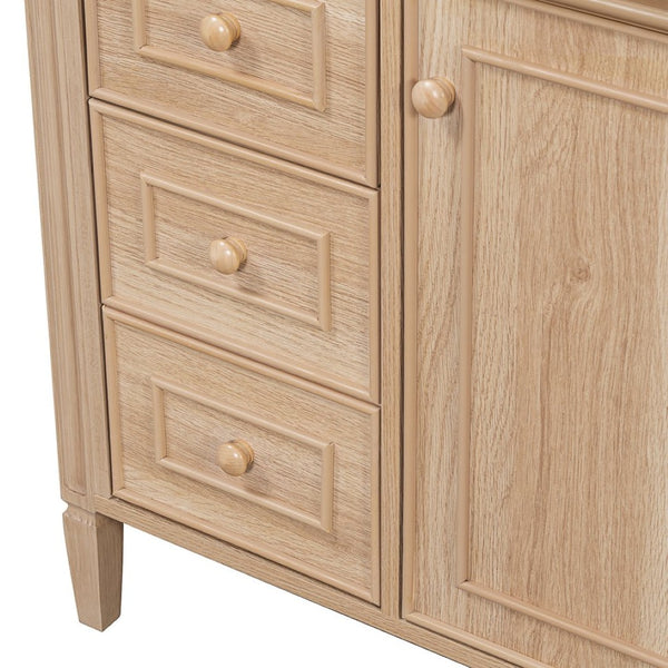 English Elm "30'' 30 Inch Freestanding Bathroom Vanity Solid Pine Cabinet Ceramic Sink Soft Close Storage N725P375498T