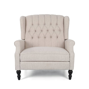 English Elm Christopher Knight Home® - Push Back Recliner Chair with Nailhead Trim and Tufted Wingback, Oversized Pushback Lounge Comfort Beige 64257.00BGE