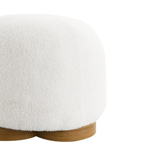English Elm Fully Assembled Round Teddy Fabric Ottoman Plush Foam Seat Bedroom Entryway Accent White W2671P386671