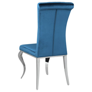 English Elm Shambrook Blue Upholstered Side Chairs Set of 4 — Tufted Curved Back, Plush Padding, Sleek Dramatic Legs B062S00803
