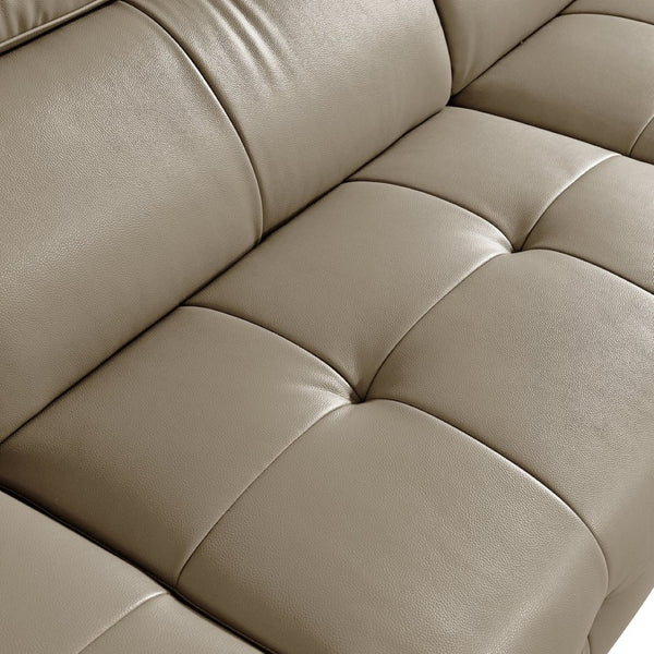 English Elm Genuine Top-grain Leather Three-seat Sofa with Reclining Backrests and Center Storage Beige White W1765S00132
