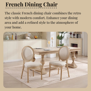 English Elm French Country Dining Chairs Set Of 2 - Elegant Upholstered, Stackable & Versatile For Any Space W3426P324205