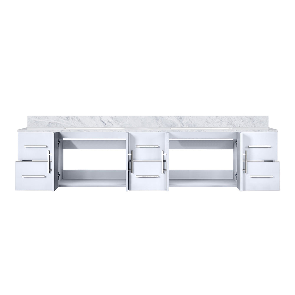English Elm Glossy Double Bath Vanity 84" W x 22" D with Carrara Marble Top, Soft-Close Drawers & Ample Storage B2731P258549
