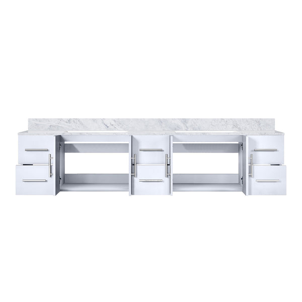 English Elm Glossy Double Bath Vanity 84" W x 22" D with Carrara Marble Top, Soft-Close Drawers & Ample Storage B2731P258549