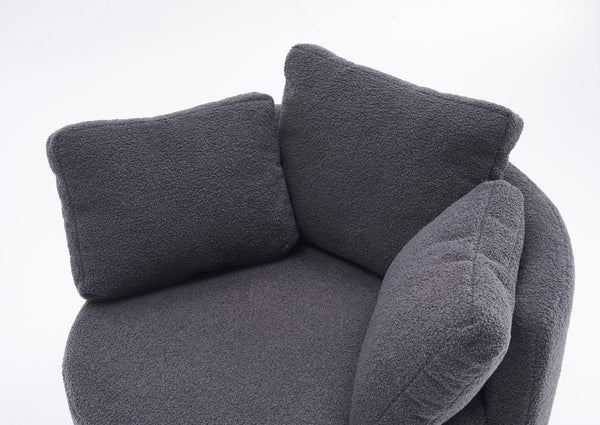 English Elm 029-Teddy Plush Teddy Fabric Swivel Storage Chair with Back Cushion, 360° Rotating Cozy Lounge Seat Dark Gray W527P166246