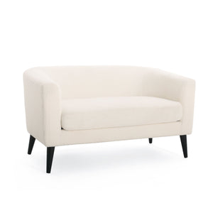 English Elm Christopher Knight Home® - LOVESEAT modern 51" two-seater with textured fabric, firm foam & sinuous springs, sleek black legs for compact spaces White 74868.00