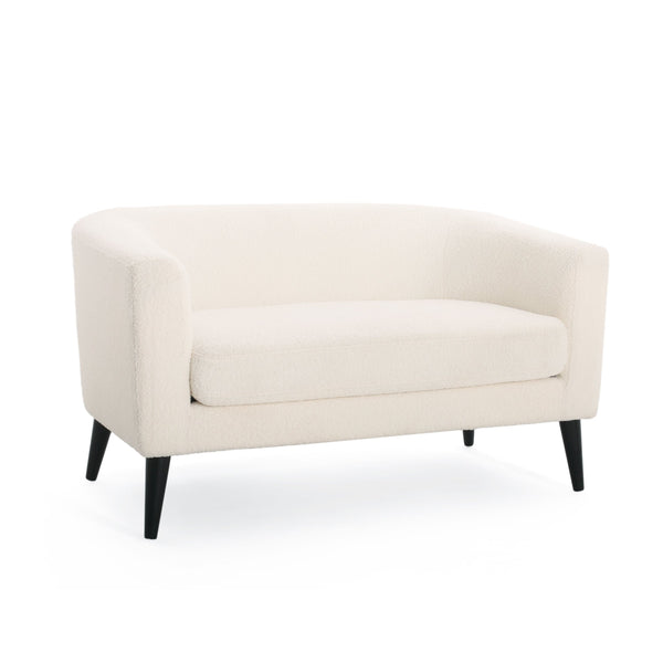 English Elm Christopher Knight Home® - LOVESEAT modern 51" two-seater with textured fabric, firm foam & sinuous springs, sleek black legs for compact spaces White 74868.00