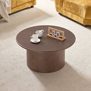 English Elm Coffee Table Nesting Set Round Mdf Pair Walnut Finish for Modern Living Rooms W876S00337