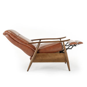 English Elm Sarasota Wood Arm Push Back Recliner with Leather Gel Upholstery, Chestnut Arms & 3-Position Comfort Caramel B050P281016