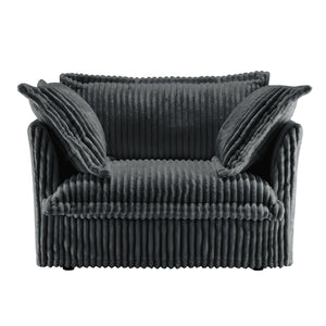 English Elm Set of 2 Slipcovered Armchairs - Gray Corduroy Deep Seat Accent Chairs with Plush Pillows, Removable Covers and Sturdy Frame W3041S00214