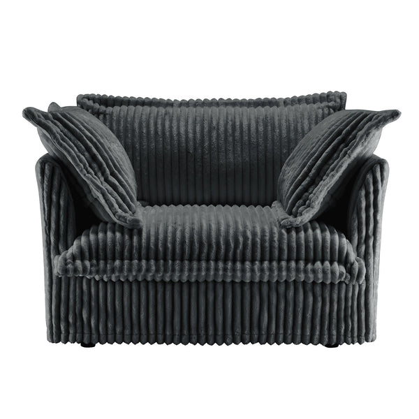 English Elm Set of 2 Slipcovered Armchairs - Gray Corduroy Deep Seat Accent Chairs with Plush Pillows, Removable Covers and Sturdy Frame W3041S00214