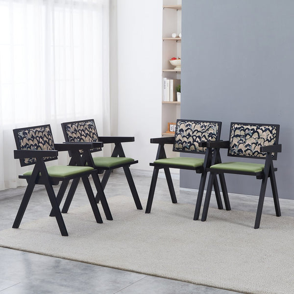 English Elm 2 Black Rubberwood Dining Chairs With Rattan-Style Seats – Medieval Elegance For Modern Spaces W2720P237609