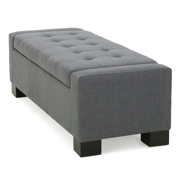 English Elm Guernsey Storage Ottoman Bench with Hinged Lid for Living Room or Bedroom N767P382228C
