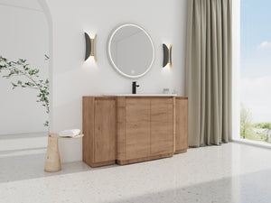 English Elm 60" Freestanding Double Sink Bathroom Vanity with Soft-close Doors and Three Drawers W999S00514