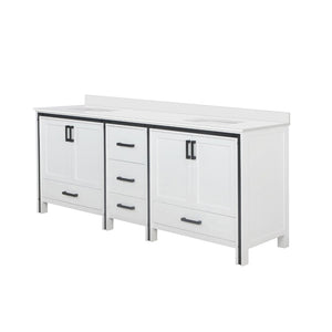 English Elm White Double Bath Vanity With White Quartz Top, Elegant Storage Solution For Shared Bathrooms, 84" W B2731P260659-GIGA