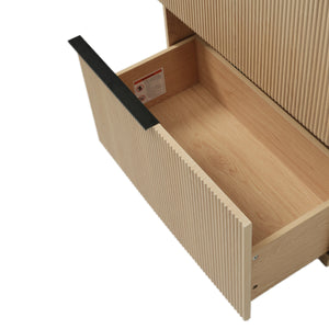 English Elm Christopher Knight Home® - 30" Bathroom Vanity With Ceramic Sink, Soft-Close Drawers & Fluted Natural Finish For Elegant Style N817P295760N