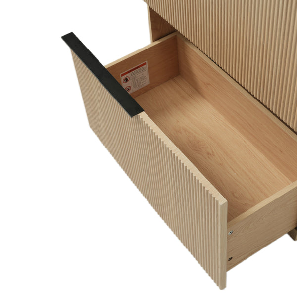 English Elm Christopher Knight Home® - 30" Bathroom Vanity With Ceramic Sink, Soft-Close Drawers & Fluted Natural Finish For Elegant Style N817P295760N