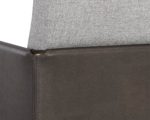 Sunpan Bellevue Lounge Chair - Elegant Upholstered Design with Antique Brass Frame and Unique Textures Belfast Heather Grey / Bravo Ash