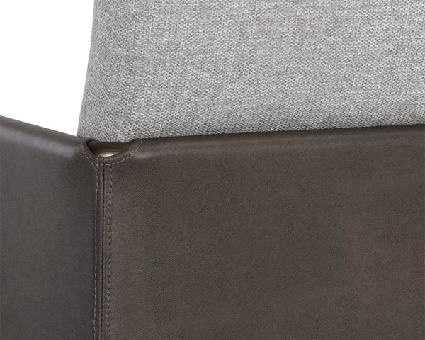 Sunpan Bellevue Lounge Chair - Elegant Upholstered Design with Antique Brass Frame and Unique Textures Belfast Heather Grey / Bravo Ash