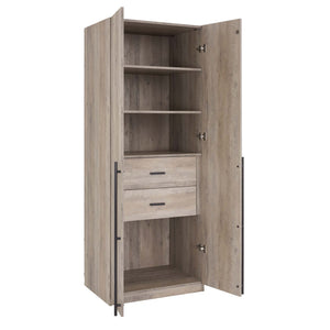 English Elm Lee 32" Rustic Gray Wardrobe Closet – Stylish Space-Saving Design With Soft-Close Doors & Easy Assembly B365S00128