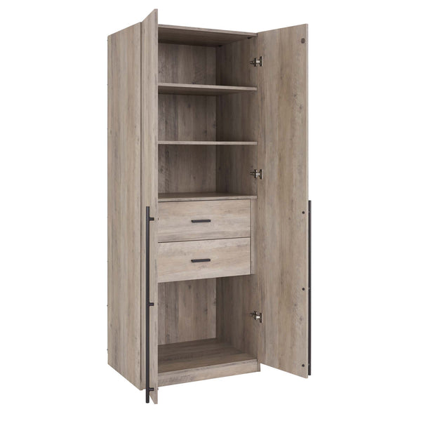 English Elm Lee 32" Rustic Gray Wardrobe Closet – Stylish Space-Saving Design With Soft-Close Doors & Easy Assembly B365S00128