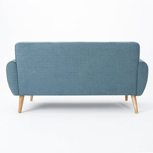 English Elm 67.25" Button Tufted Mid-century Loveseat with Rubberwood Legs for Compact Living Spaces Blue N771P371392U